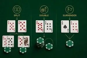 Techniques avancées : maîtriser split, double et surrender