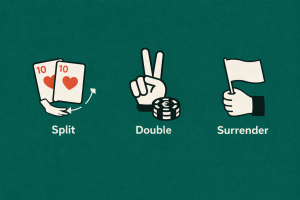 Techniques avancées split, double et surrender