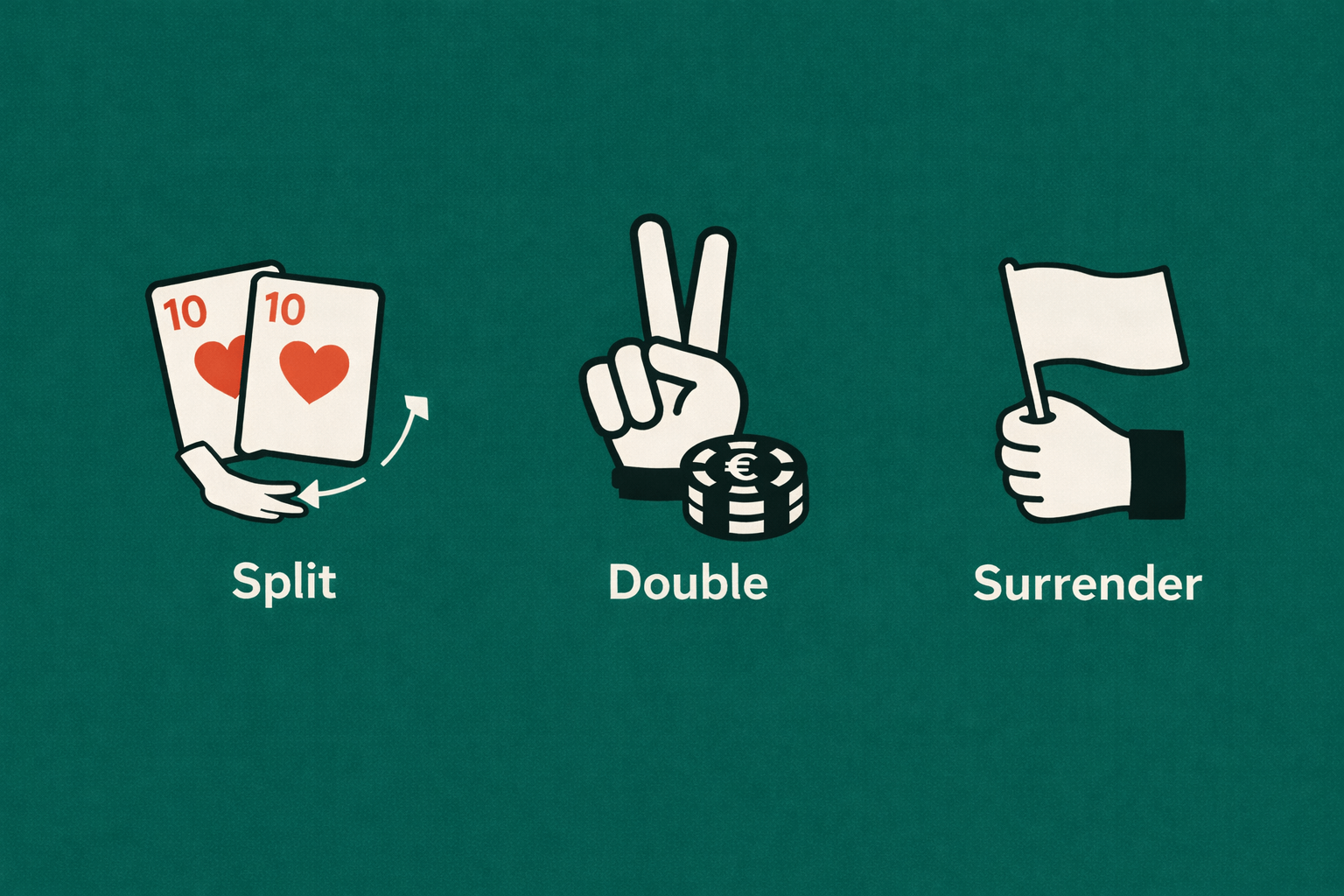 Techniques avancées split, double et surrender